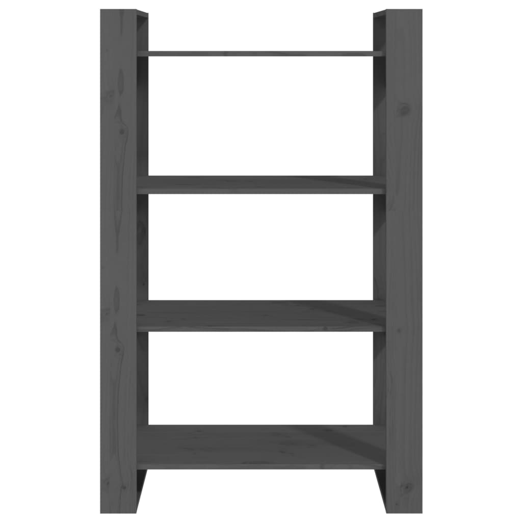 Βιβλιοθήκη/Διαχωριστικό Χώρου Γκρι 80x35x125 εκ. Μασίφ Πεύκο 5