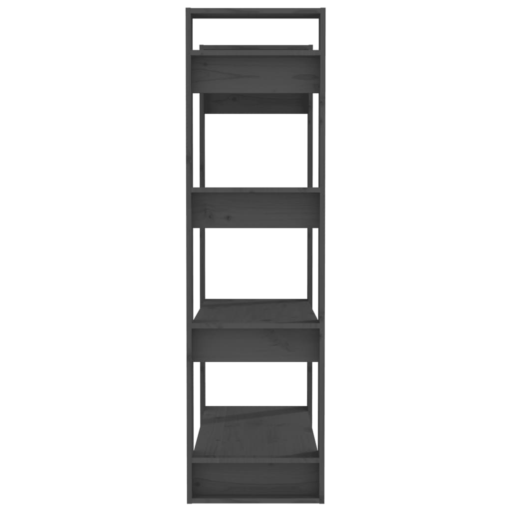 Βιβλιοθήκη/Διαχωριστικό Χώρου Γκρι 80x35x125 εκ. Μασίφ Πεύκο 6