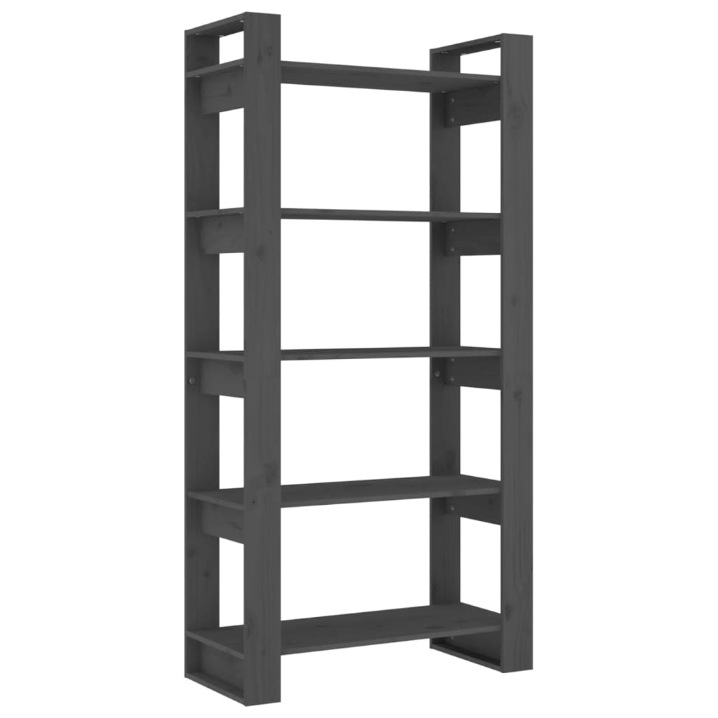 Βιβλιοθήκη/Διαχωριστικό Χώρου Γκρι 80x35x160 εκ. Μασίφ Ξύλο 2