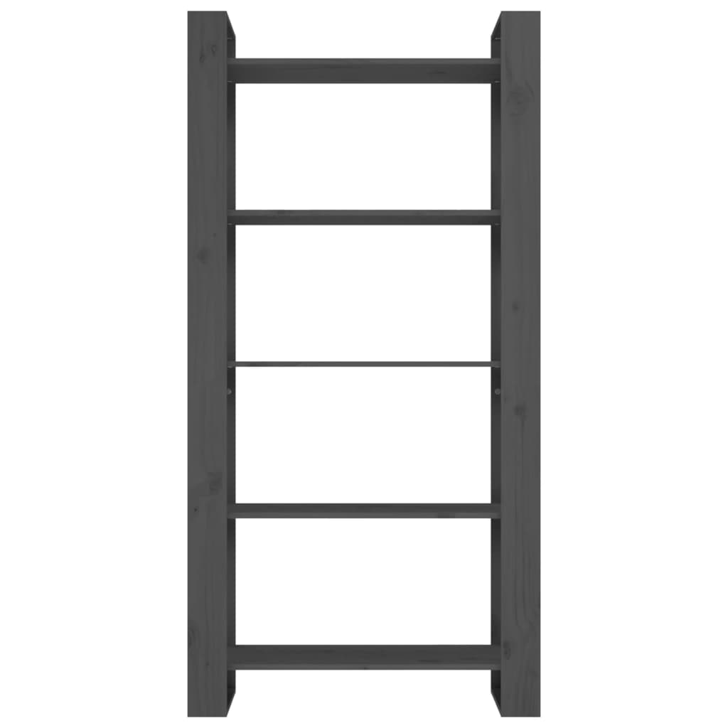 Βιβλιοθήκη/Διαχωριστικό Χώρου Γκρι 80x35x160 εκ. Μασίφ Ξύλο 5