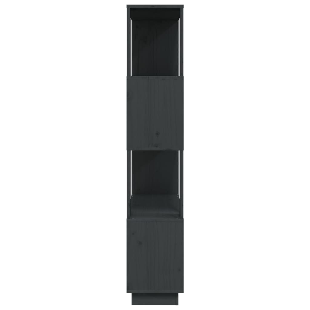 Βιβλιοθήκη/Διαχωριστικό Χώρου Γκρι 80x25x132 εκ. Μασίφ Πεύκο 6