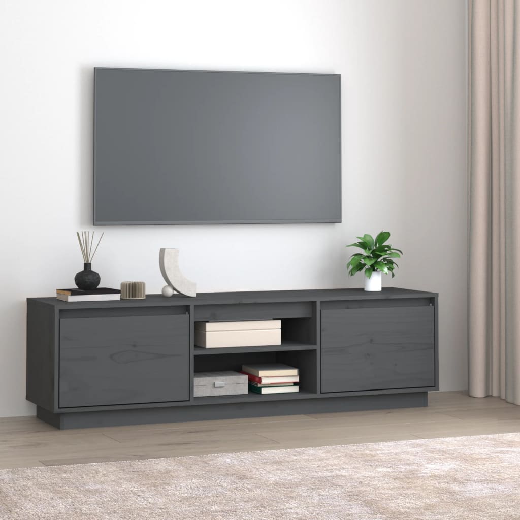 Έπιπλο Τηλεόρασης Γκρι 140 x 35 x 40 εκ. από Μασίφ Ξύλο Πεύκου 1