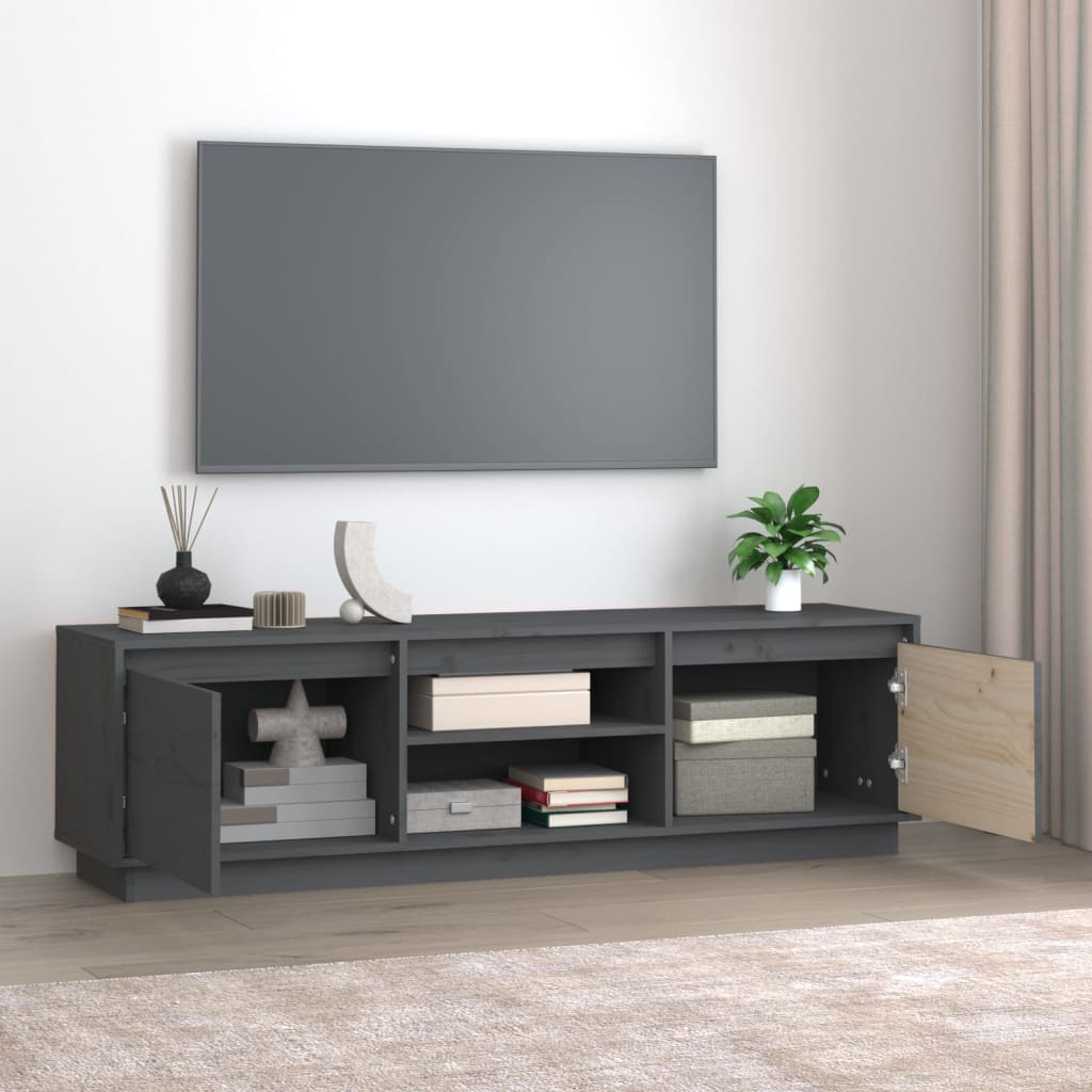 Έπιπλο Τηλεόρασης Γκρι 140 x 35 x 40 εκ. από Μασίφ Ξύλο Πεύκου 3
