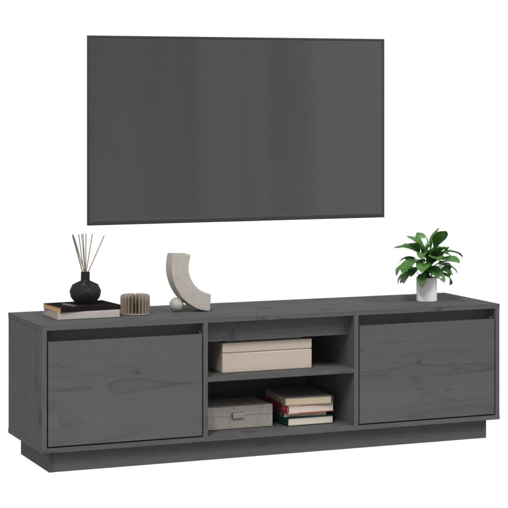 Έπιπλο Τηλεόρασης Γκρι 140 x 35 x 40 εκ. από Μασίφ Ξύλο Πεύκου 4