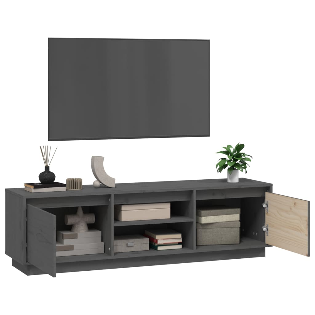 Έπιπλο Τηλεόρασης Γκρι 140 x 35 x 40 εκ. από Μασίφ Ξύλο Πεύκου 5