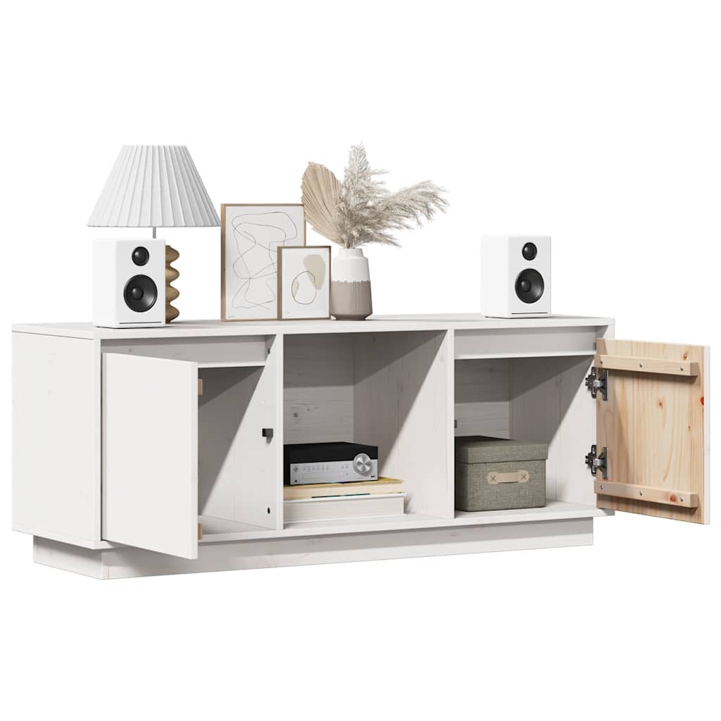 Έπιπλο Τηλεόρασης Λευκό 110,5x35x44 εκ. από Μασίφ Ξύλο Πεύκου 4
