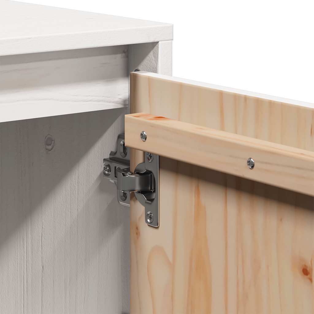 Έπιπλο Τηλεόρασης Λευκό 110,5x35x44 εκ. από Μασίφ Ξύλο Πεύκου 9