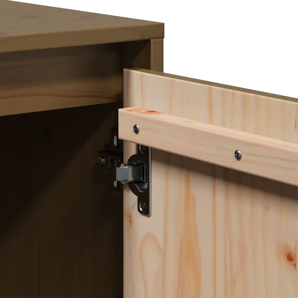 Έπιπλο Τηλεόρασης Καφέ Μελί 110,5x35x44εκ από Μασίφ Ξύλο Πεύκου 9