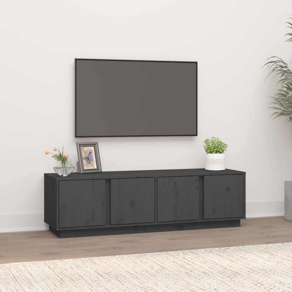Έπιπλο Τηλεόρασης Γκρι 140 x 40 x 40 εκ. από Μασίφ Ξύλο Πεύκου 1