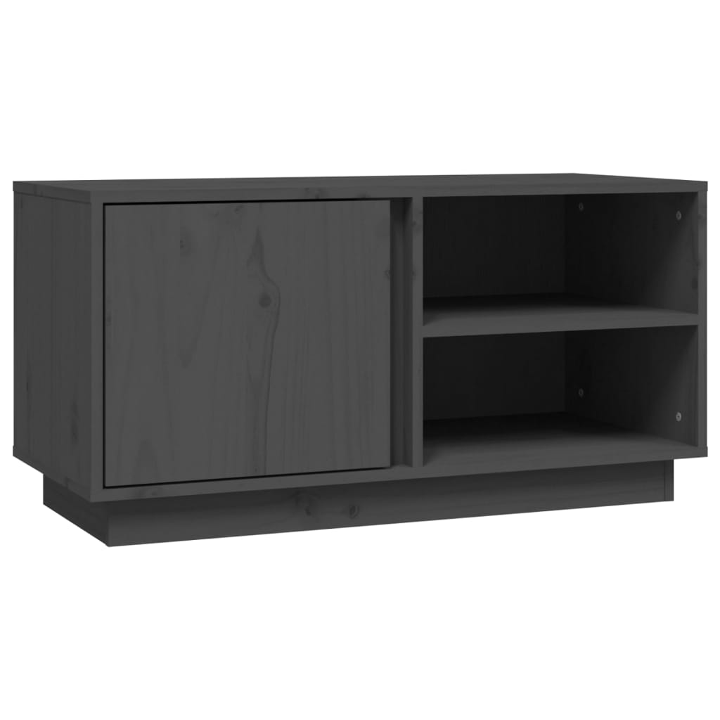 Έπιπλο Τηλεόρασης Γκρι 80x35x40,5 εκ. από Μασίφ Ξύλο Πεύκου 2