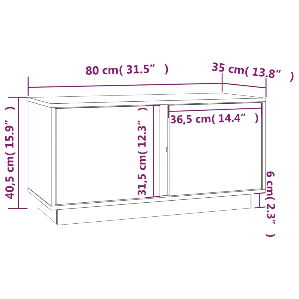 Έπιπλο Τηλεόρασης Γκρι 80x35x40,5 εκ. από Μασίφ Ξύλο Πεύκου 10