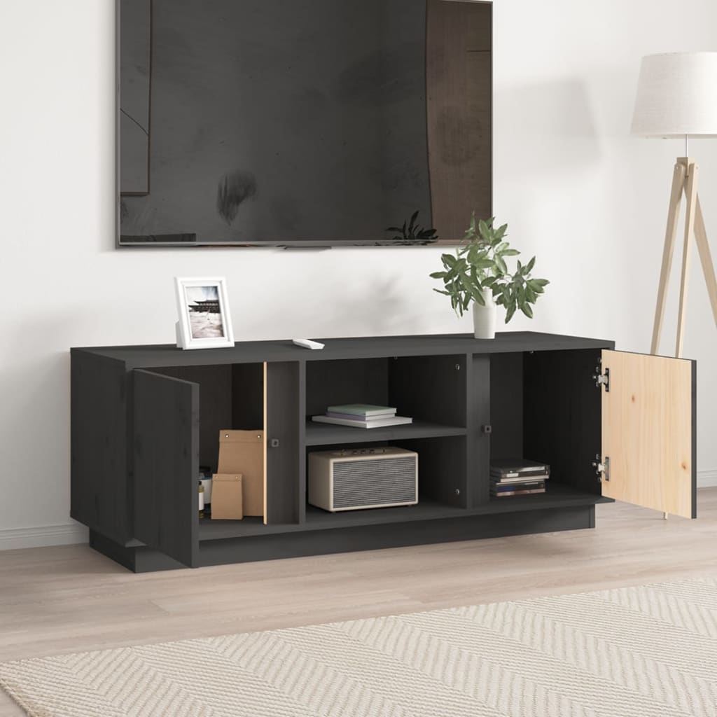 Έπιπλο Τηλεόρασης Γκρι 110x35x40,5 εκ. από Μασίφ Ξύλο Πεύκου 3