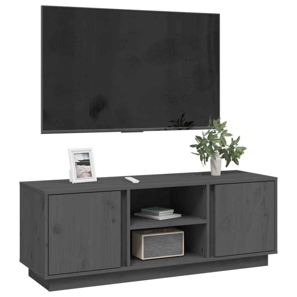 Έπιπλο Τηλεόρασης Γκρι 110x35x40,5 εκ. από Μασίφ Ξύλο Πεύκου 4