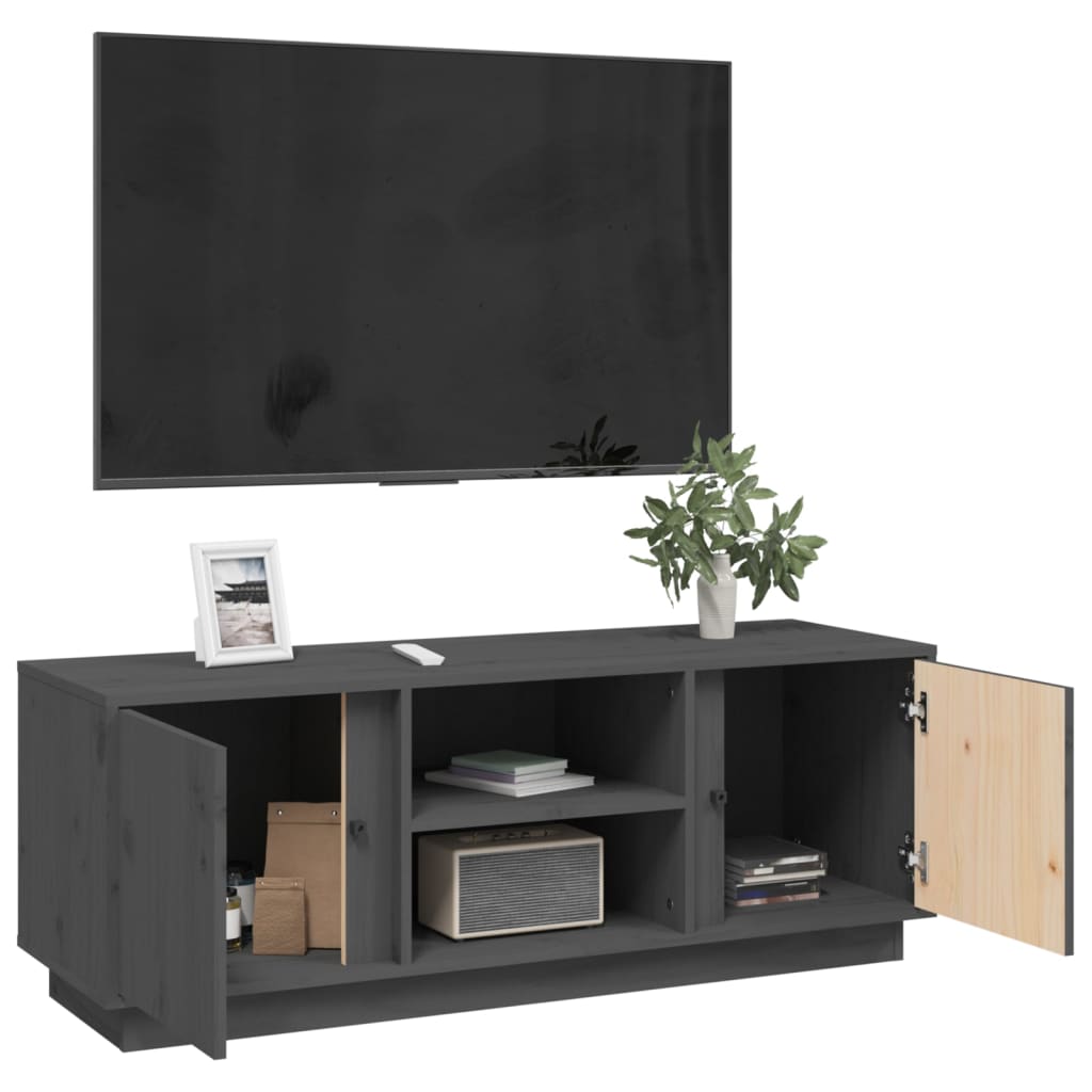 Έπιπλο Τηλεόρασης Γκρι 110x35x40,5 εκ. από Μασίφ Ξύλο Πεύκου 5