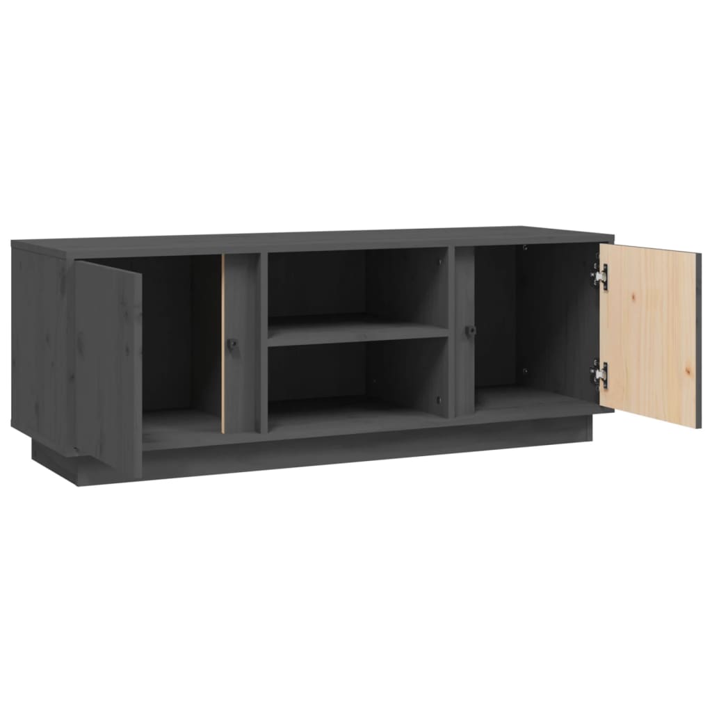 Έπιπλο Τηλεόρασης Γκρι 110x35x40,5 εκ. από Μασίφ Ξύλο Πεύκου 7