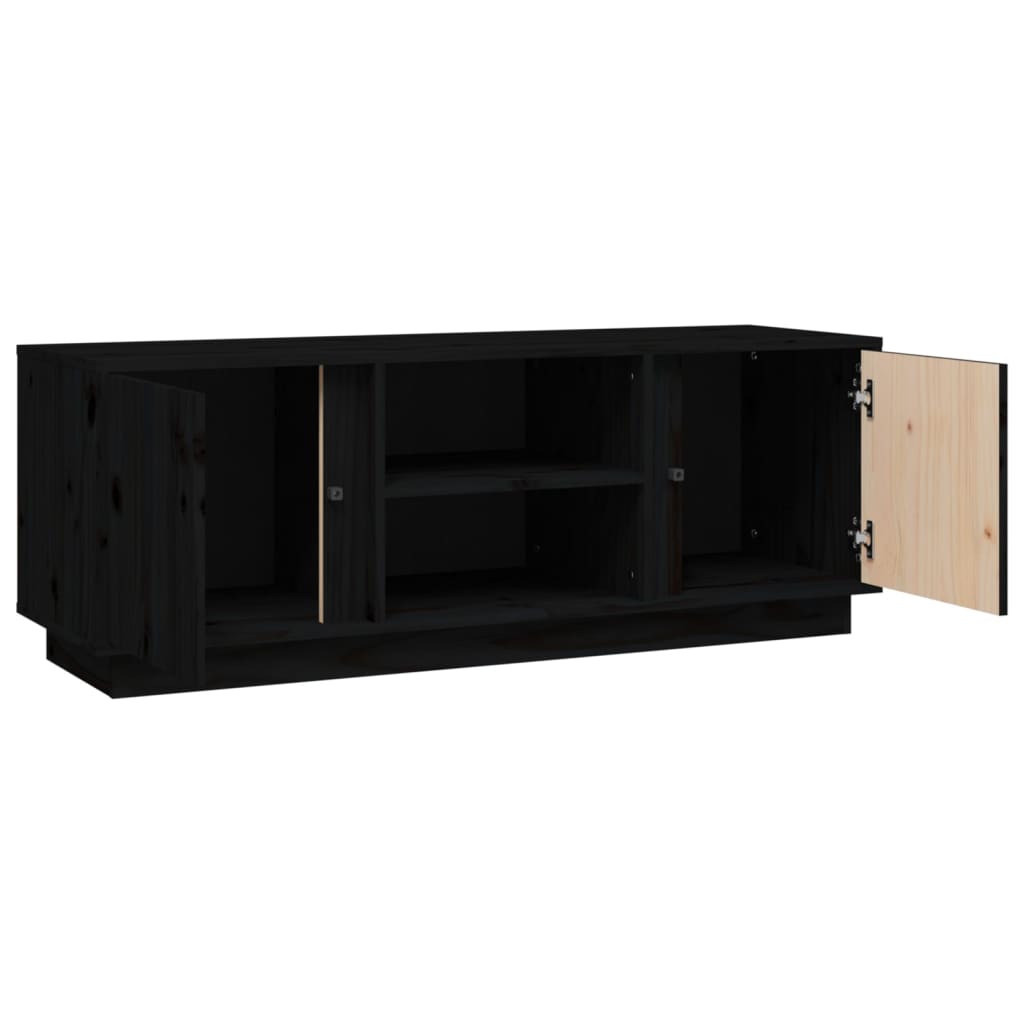 Έπιπλο Τηλεόρασης Μαύρο 110x35x40,5 εκ. από Μασίφ Ξύλο Πεύκου 7