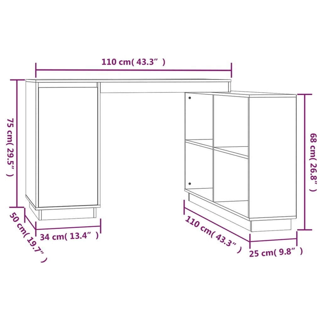 Γραφείο 110 x 50 x 75 εκ. από Μασίφ Ξύλο Πεύκου 11
