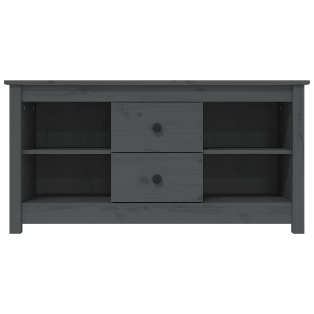 Έπιπλο Τηλεόρασης Γκρι 103x36,5x52 εκ. από Μασίφ Ξύλο Πεύκου 3