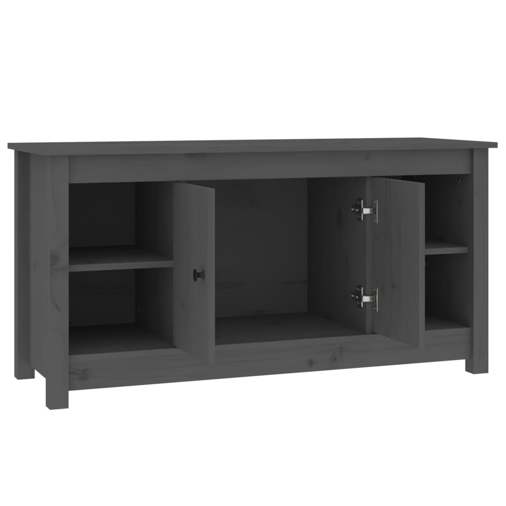 Έπιπλο Τηλεόρασης Γκρι 103x36,5x52 εκ. από Μασίφ Ξύλο Πεύκου 4