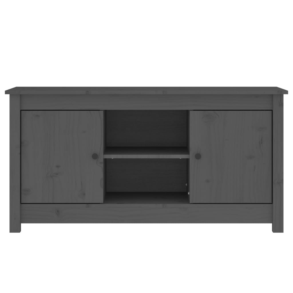 Έπιπλο Τηλεόρασης Γκρι 103x36,5x52 εκ. από Μασίφ Ξύλο Πεύκου 3