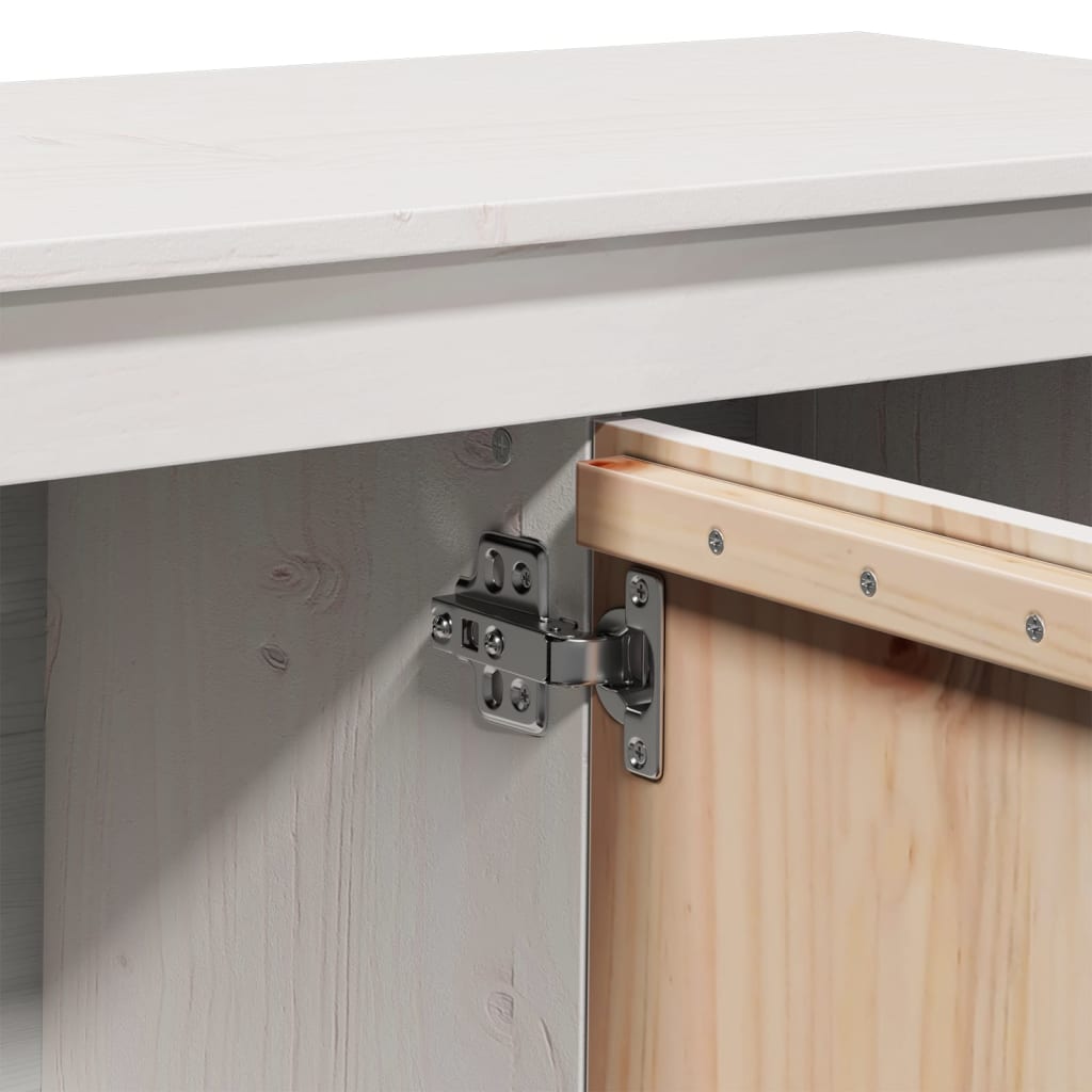 Έπιπλο Τηλεόρασης Λευκό 103x36,5x52 εκ. από Μασίφ Ξύλο Πεύκου 8