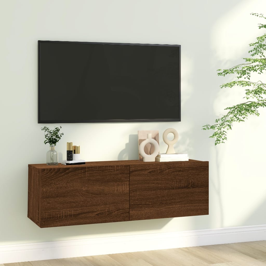 Έπιπλο Τηλεόρασης Τοίχου Καφέ Δρυς 100x30x30 εκ. Επεξεργ. Ξύλο 1