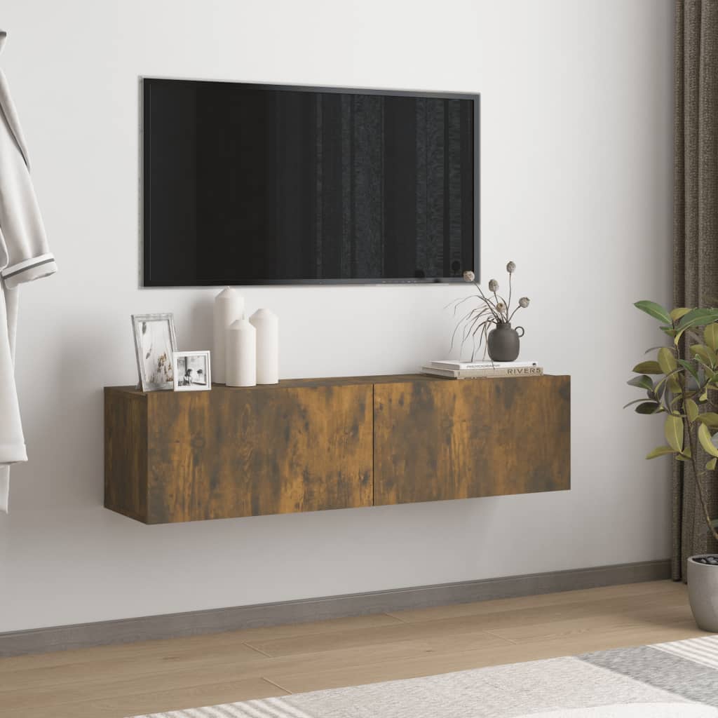 Έπιπλο Τηλεόρασης Τοίχου Καπνιστή Δρυς 120x30x30 εκ. Επεξ. Ξύλο 1