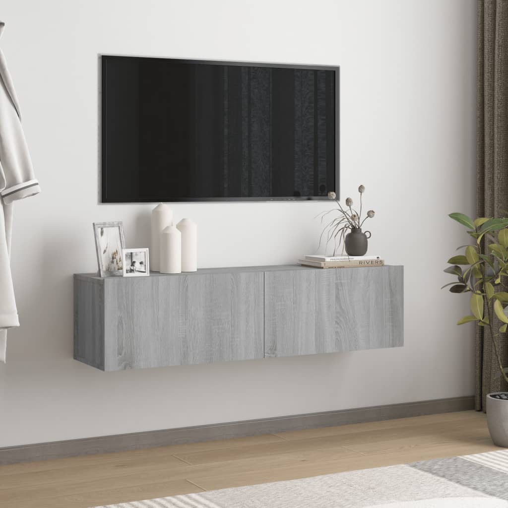 Έπιπλο Τηλεόρασης Τοίχου Γκρι Sonoma 120x30x30 εκ. Επεξερ. Ξύλο 1