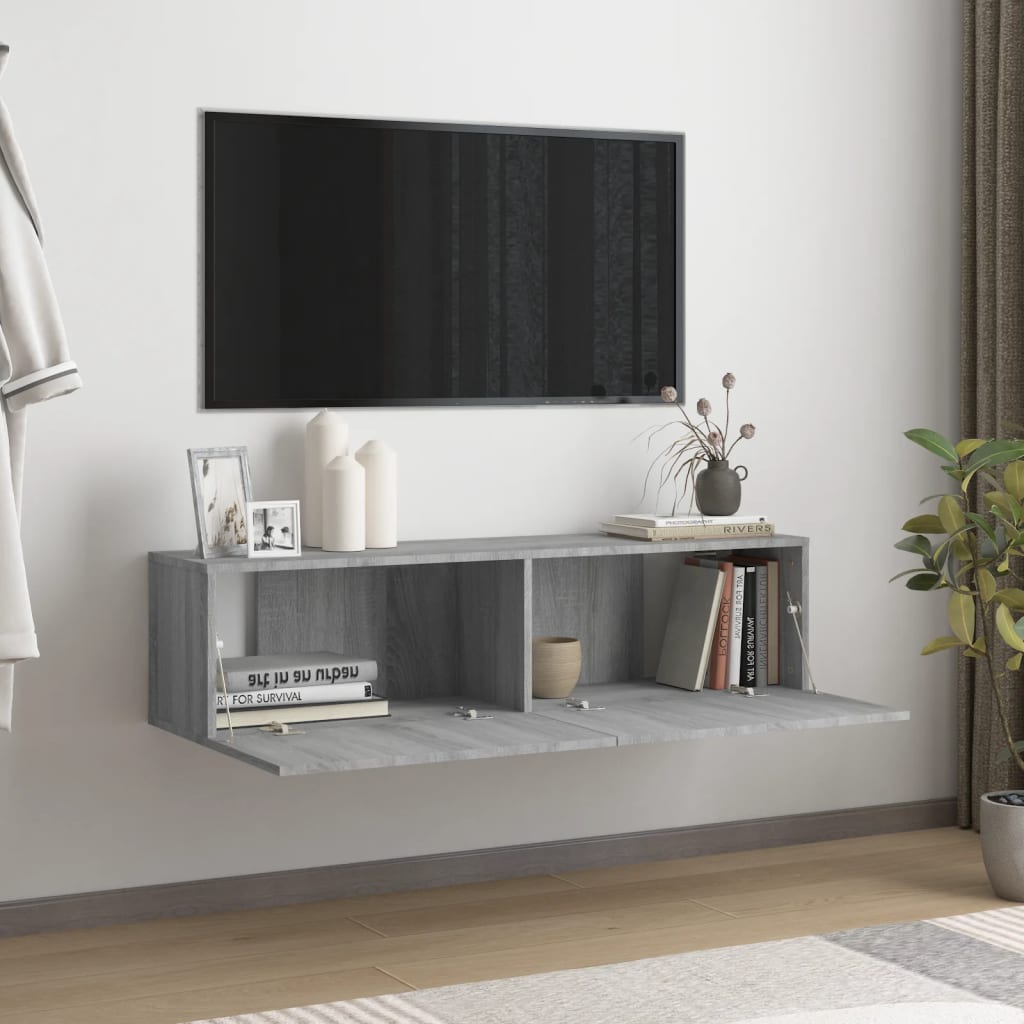 Έπιπλο Τηλεόρασης Τοίχου Γκρι Sonoma 120x30x30 εκ. Επεξερ. Ξύλο 3