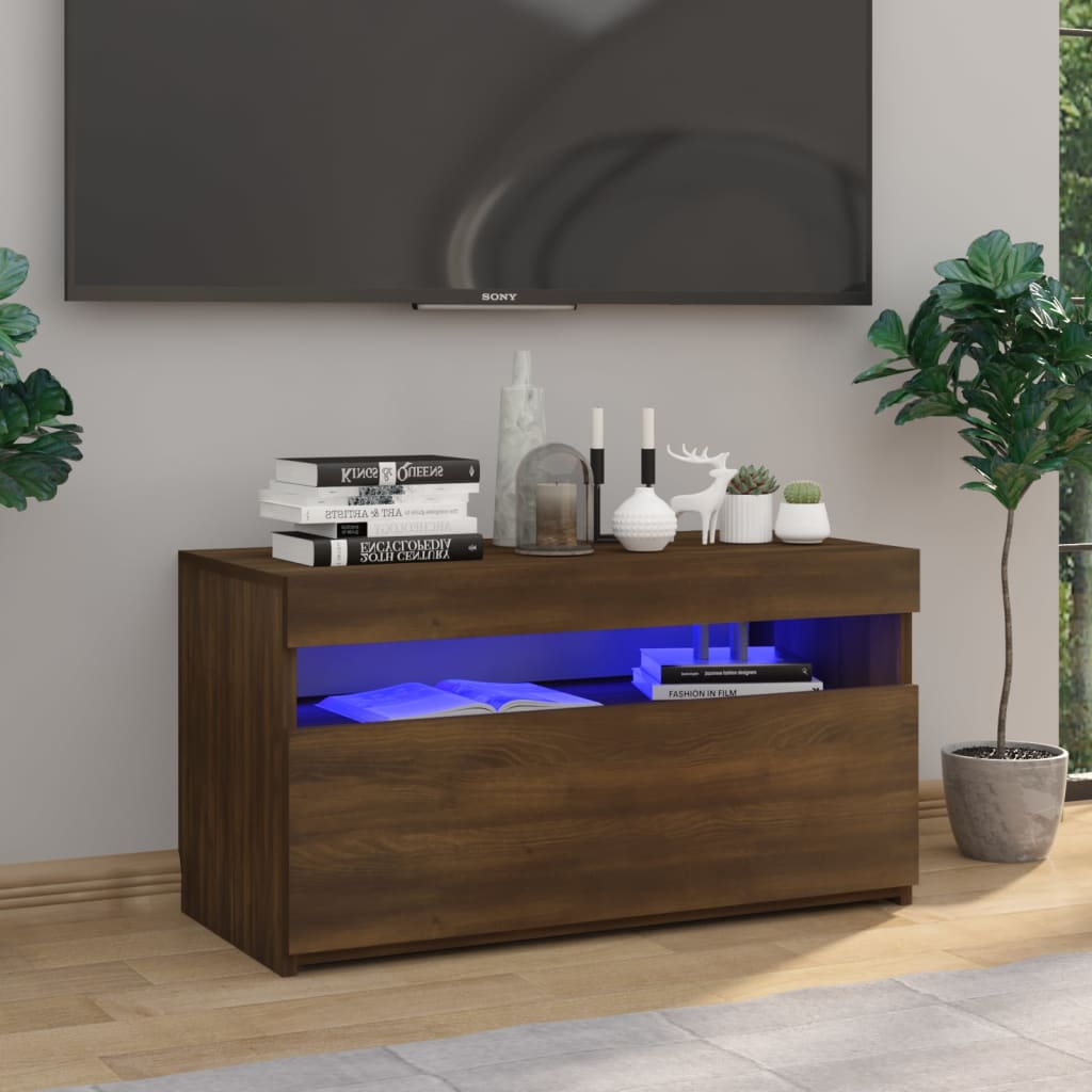 Έπιπλο Τηλεόρασης με LED Καφέ Δρυς 75 x 35 x 40 εκ. 1
