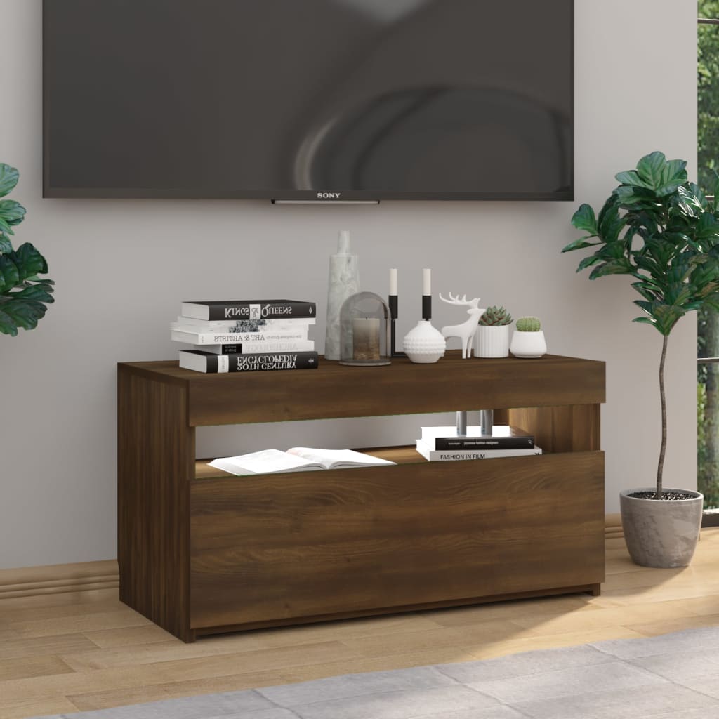 Έπιπλο Τηλεόρασης με LED Καφέ Δρυς 75 x 35 x 40 εκ. 4
