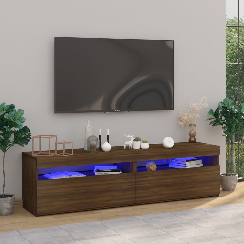 Έπιπλο Τηλεόρασης με LED 2 τεμ. Καφέ Δρυς 75 x 35 x 40 εκ. 1