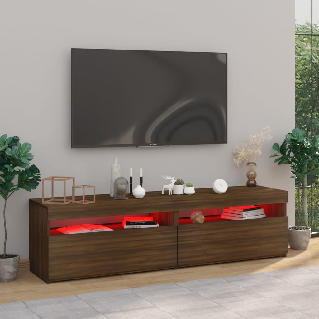 Έπιπλο Τηλεόρασης με LED 2 τεμ. Καφέ Δρυς 75 x 35 x 40 εκ. 3