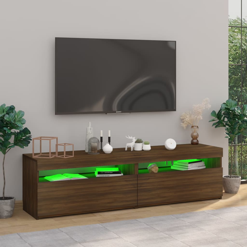 Έπιπλο Τηλεόρασης με LED 2 τεμ. Καφέ Δρυς 75 x 35 x 40 εκ. 5