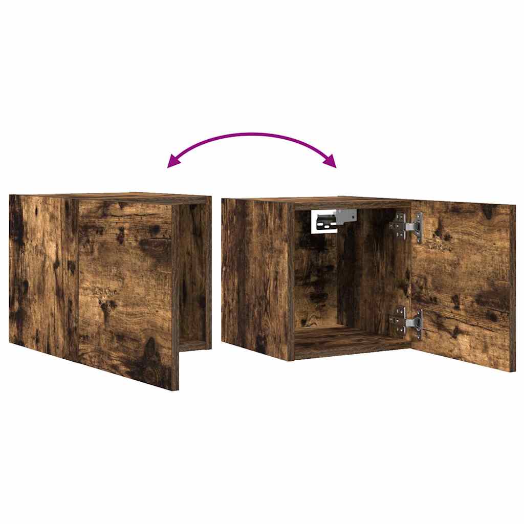 Έπιπλα Τηλεόρασης Επιτοίχια 4 τεμ. Καπνιστή Δρυς 30,5x30x30 εκ. 7