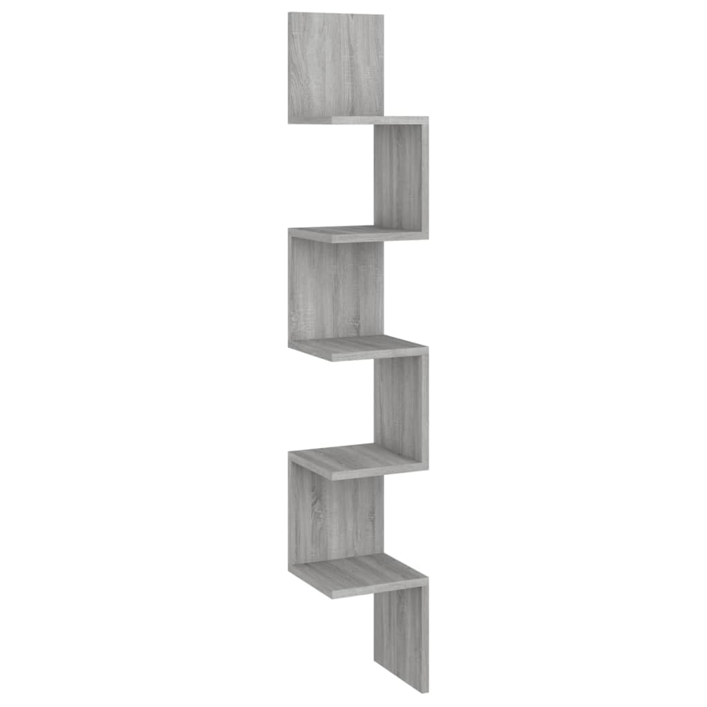Γωνιακή Ραφιέρα Τοίχου Γκρι Sonoma 20x20x127,5 εκ. Επεξερ. Ξύλο 2