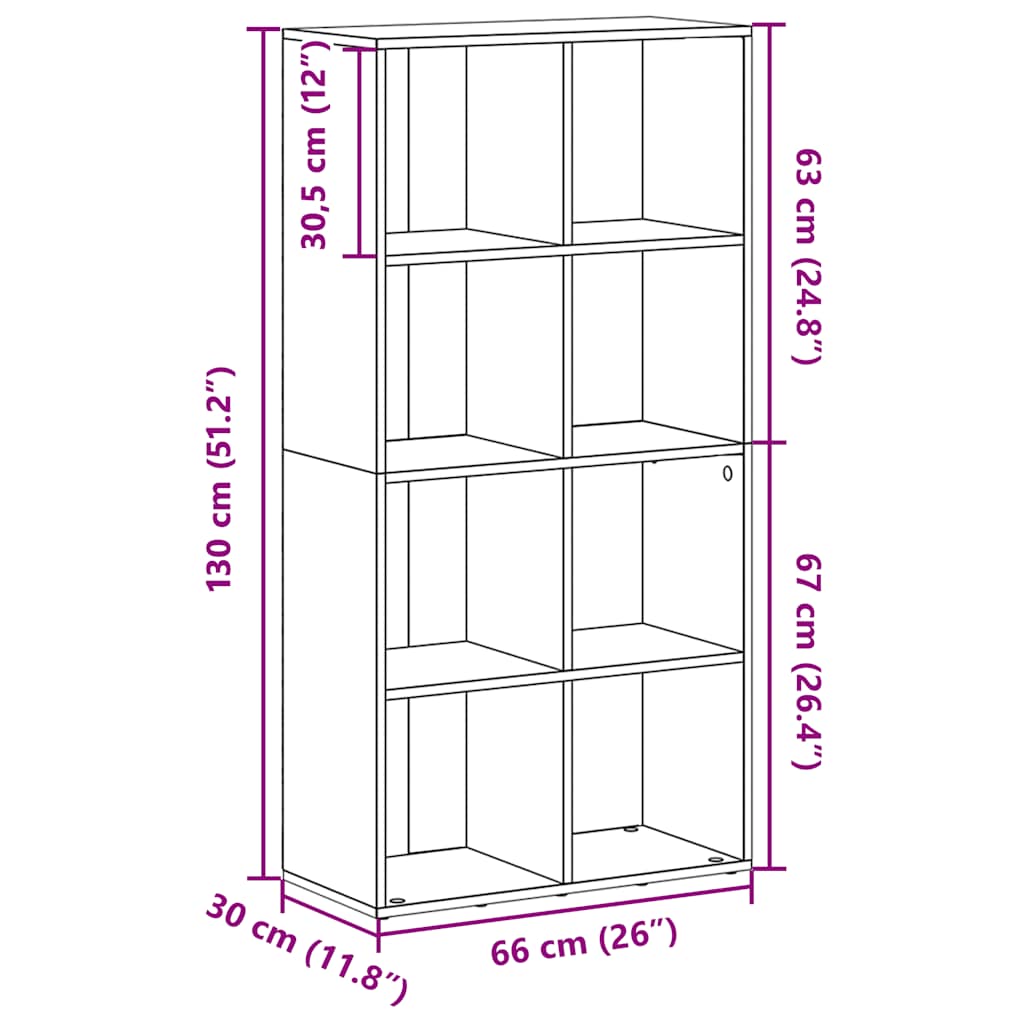 Βιβλιοθήκη/Βοηθητικό Ντουλάπι Καπν. Δρυς 66x30x130εκ Επεξ Ξύλο 11