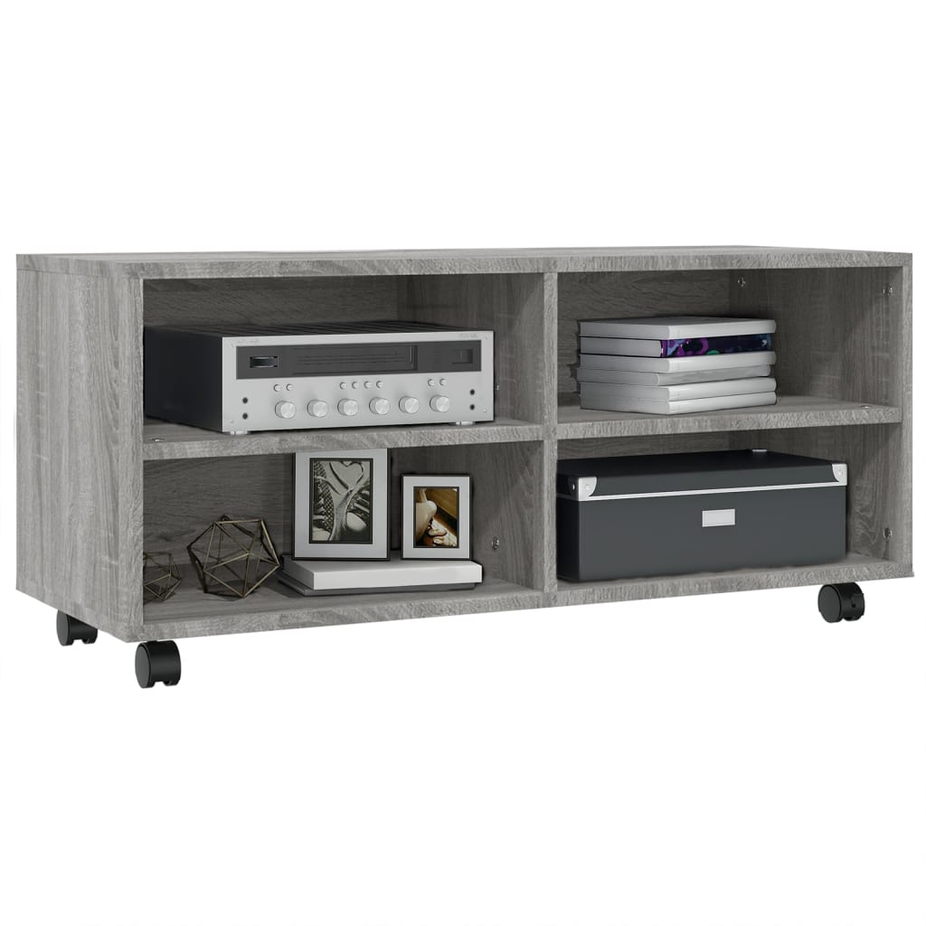 Έπιπλο Τηλεόρασης με Ροδάκια Γκρι Sonoma 90x35x35 εκ Επεξ. Ξύλο 3