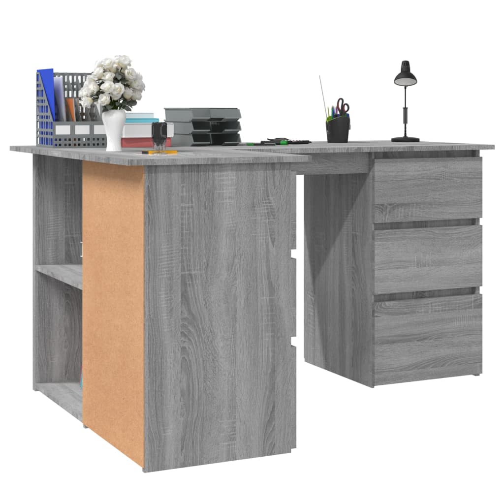 Γραφείο Γωνιακό Γκρι Sonoma 145x100x76 εκ. Επεξεργασμένο Ξύλο 4