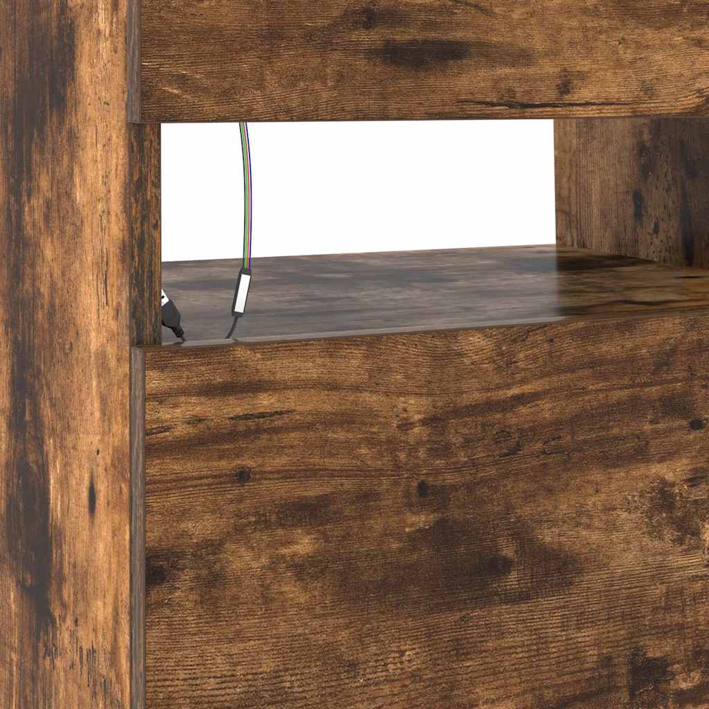 Έπιπλο Τηλεόρασης με LED Καπνιστή Δρυς 90x35x40 εκ. 10