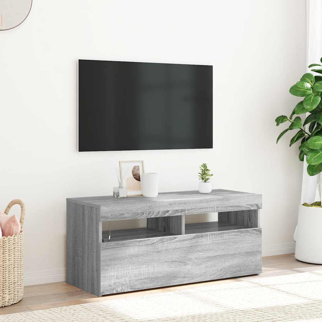 Έπιπλο Τηλεόρασης με LED Γκρι Sonoma 90x35x40 εκ. 1