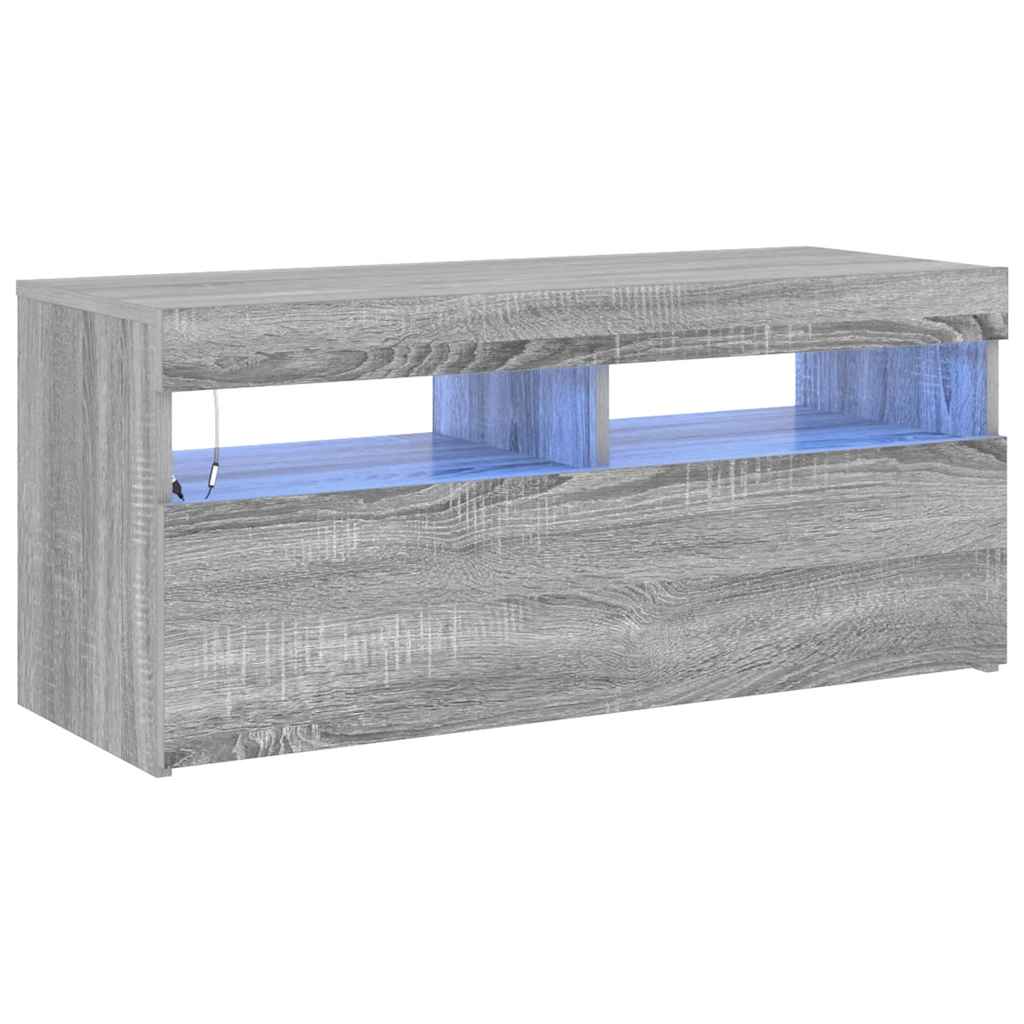 Έπιπλο Τηλεόρασης με LED Γκρι Sonoma 90x35x40 εκ. 2