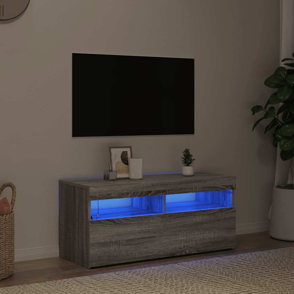 Έπιπλο Τηλεόρασης με LED Γκρι Sonoma 90x35x40 εκ. 3