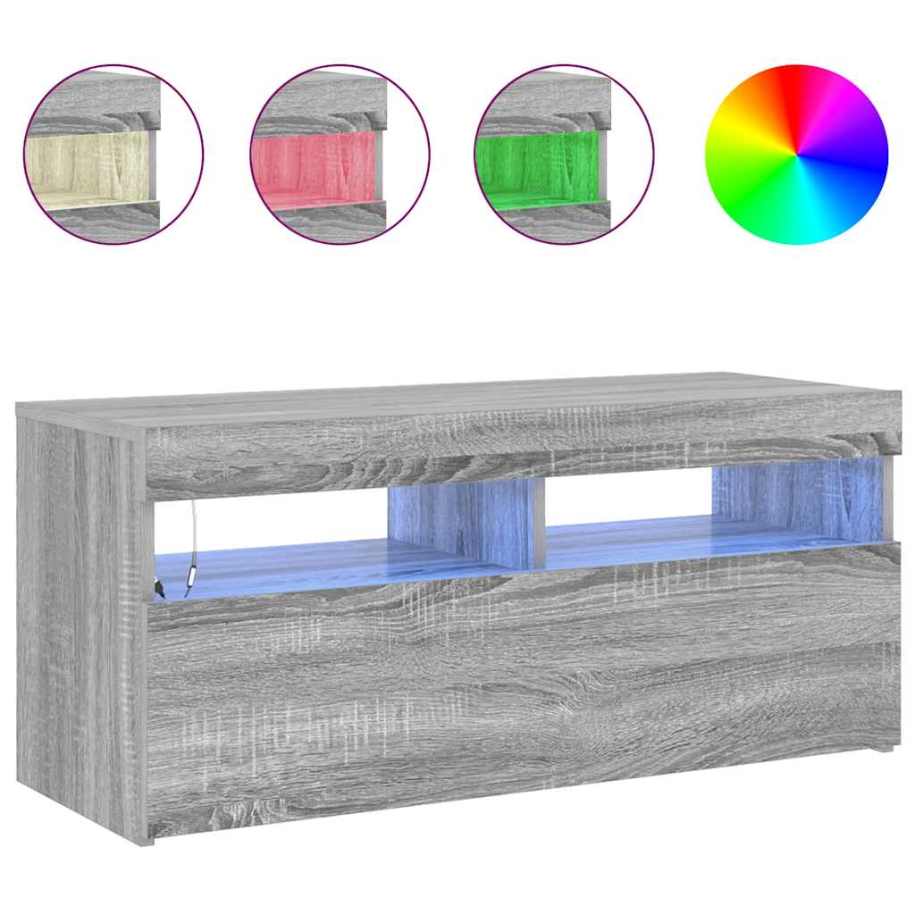 Έπιπλο Τηλεόρασης με LED Γκρι Sonoma 90x35x40 εκ. 5