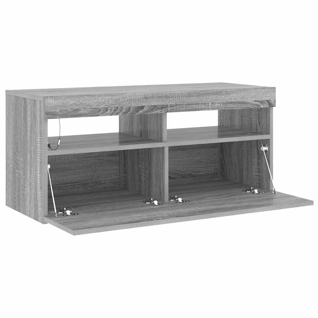 Έπιπλο Τηλεόρασης με LED Γκρι Sonoma 90x35x40 εκ. 7