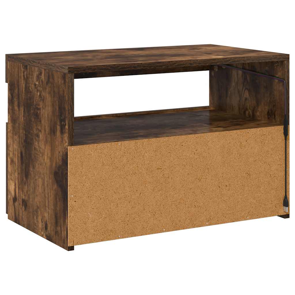 Έπιπλο Τηλεόρασης με LED Καπνιστή Δρυς 60 x 35 x 40 εκ. 12