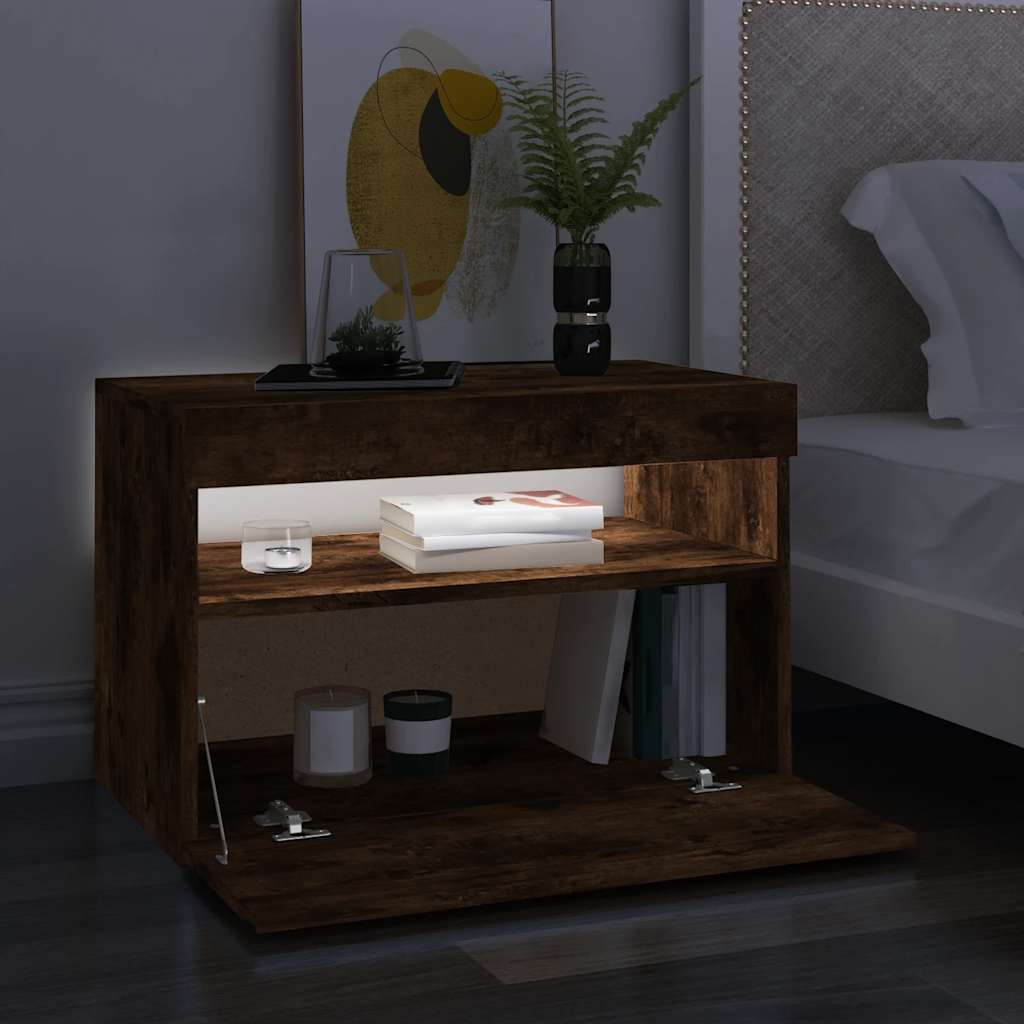 Έπιπλο Τηλεόρασης με LED Καπνιστή Δρυς 60 x 35 x 40 εκ. 6