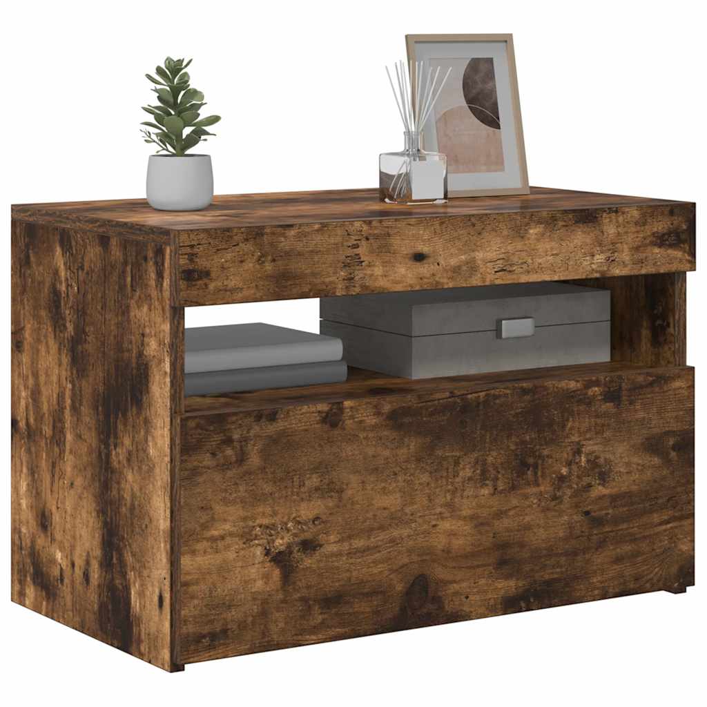 Έπιπλο Τηλεόρασης με LED Καπνιστή Δρυς 60 x 35 x 40 εκ. 7