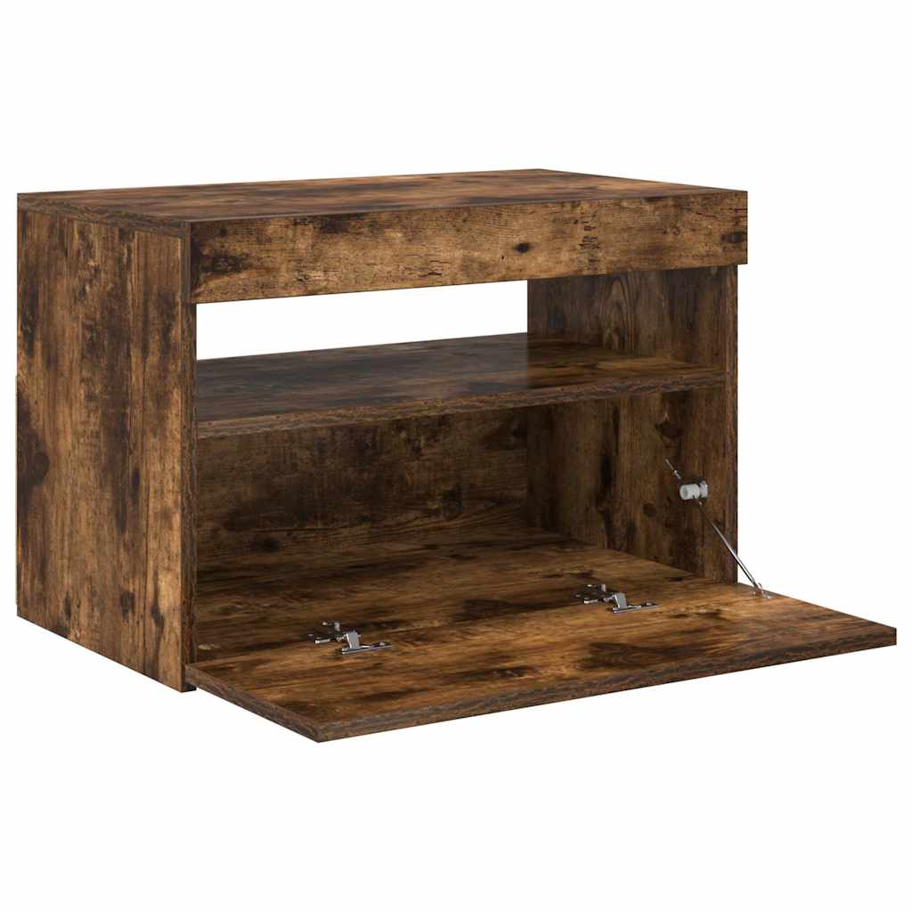 Έπιπλο Τηλεόρασης με LED Καπνιστή Δρυς 60 x 35 x 40 εκ. 9