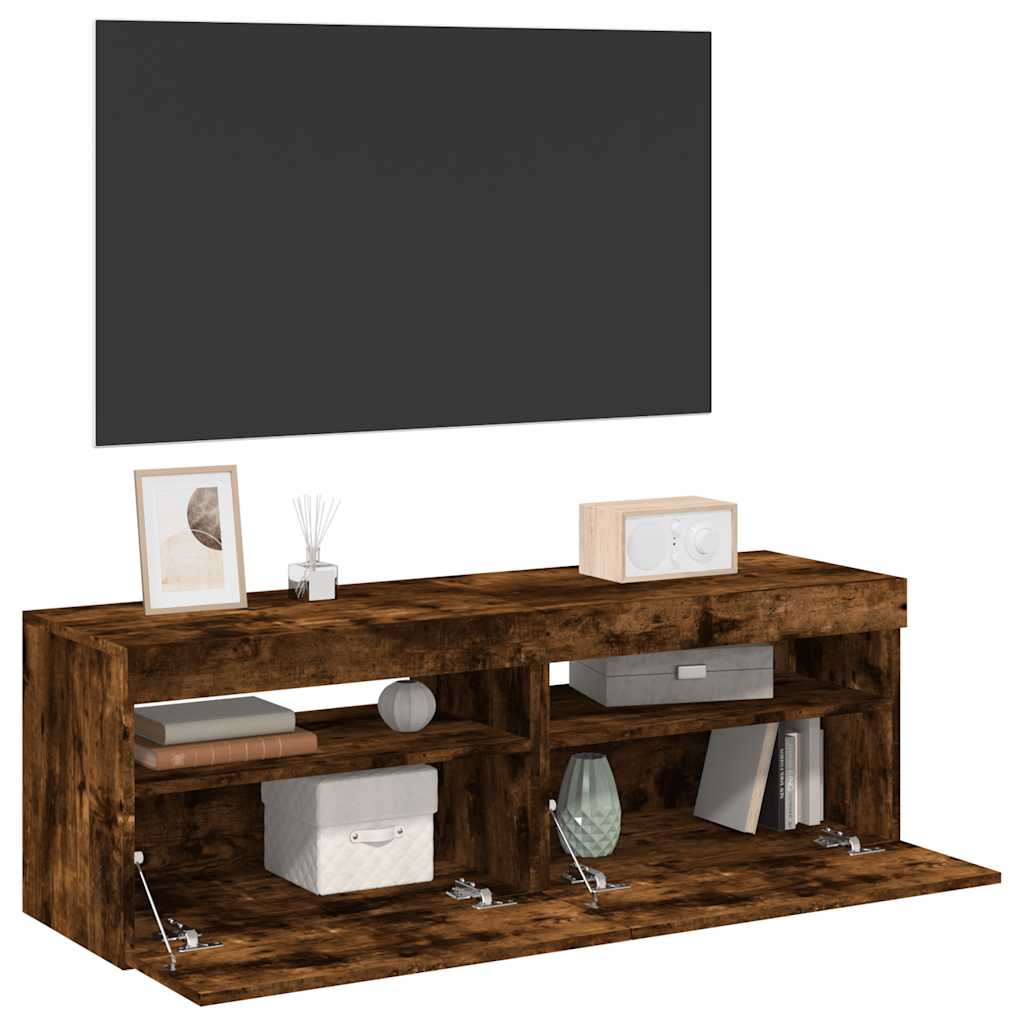 Έπιπλα Τηλεόρασης με LED 2 τεμ. Καπνιστή Δρυς 60 x 35 x 40 εκ. 1
